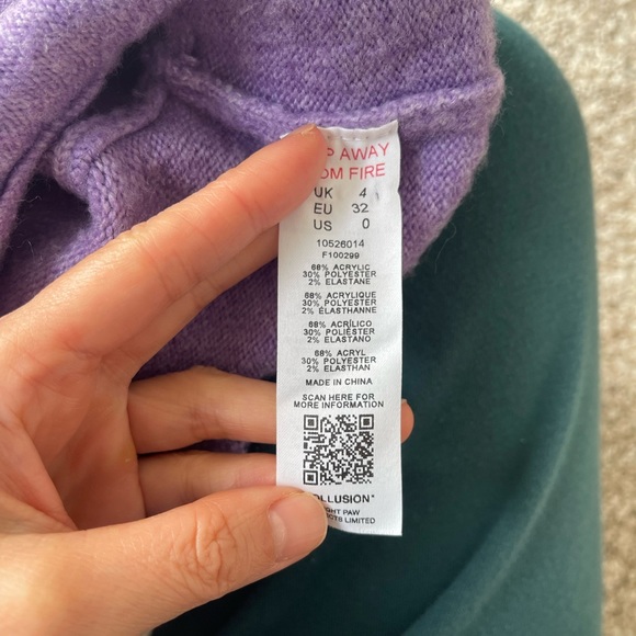 Collusion ASOS purple vneck cardigan sweater button down preowned US 0 - Picture 8 of 8